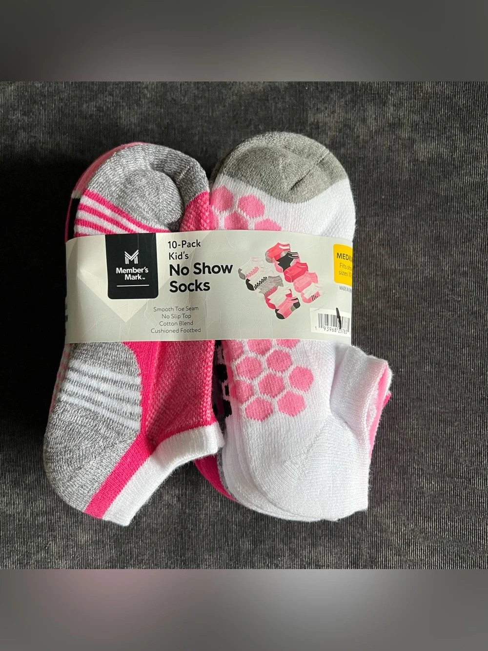 NWT Members Mark 10-Pack Kid’s No Show Socks Size Medium
